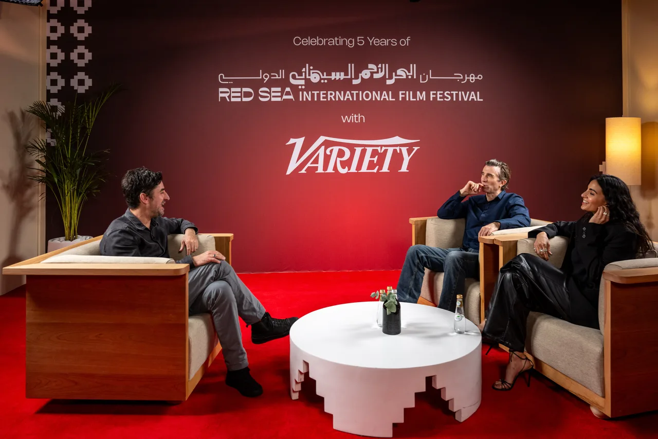 A Variety studio interview with three guests seated before Red Sea International Film Festival and Variety branding.