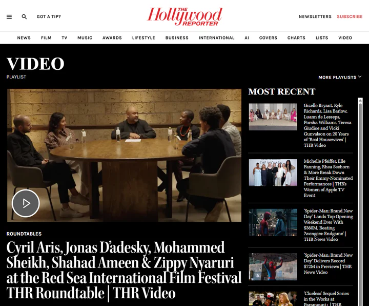 The Hollywood Reporter page publishing the Red Sea Film Festival roundtable.