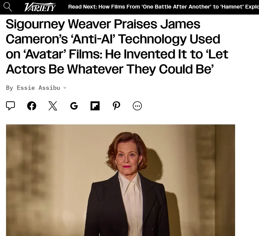 Variety article using a portrait produced in the Getty Shadows Studio.